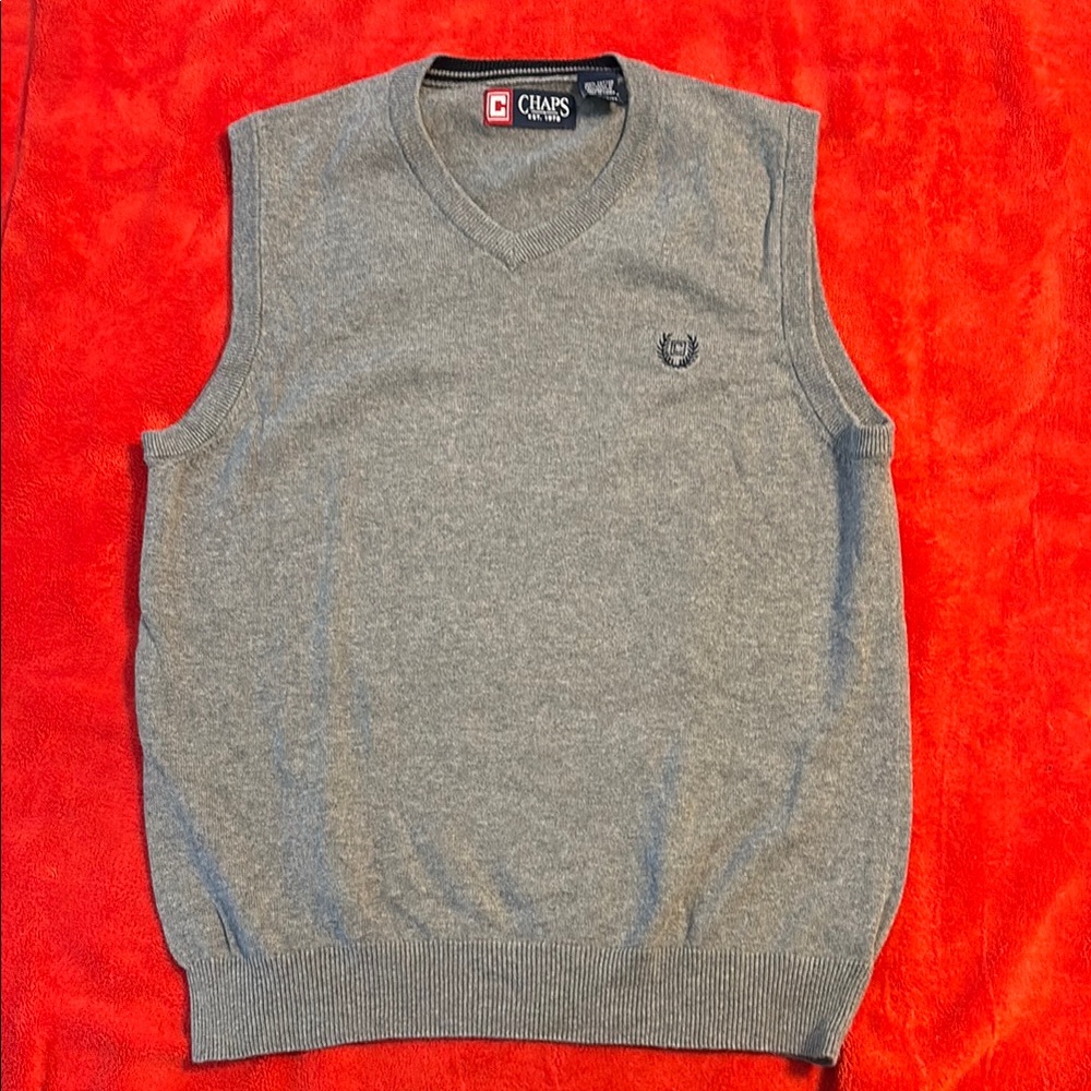 Chaps Gray V-Neck Sweater Vest